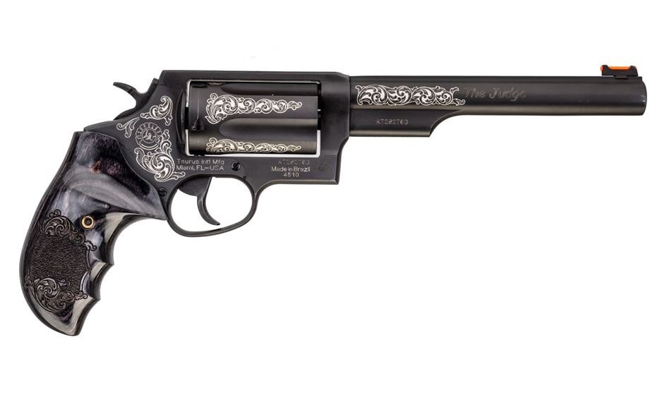 Taurus Judge .410/45 Black Revolver with Laser Engraved Scrolls